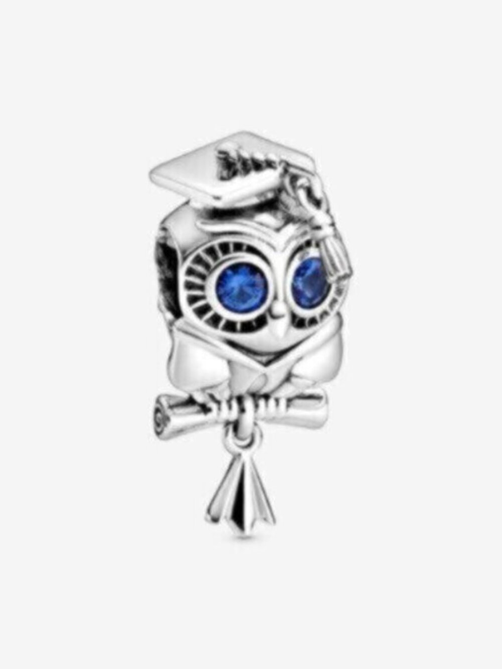 Pandora Sterling Owl Graduation Charm with Blue Eyes